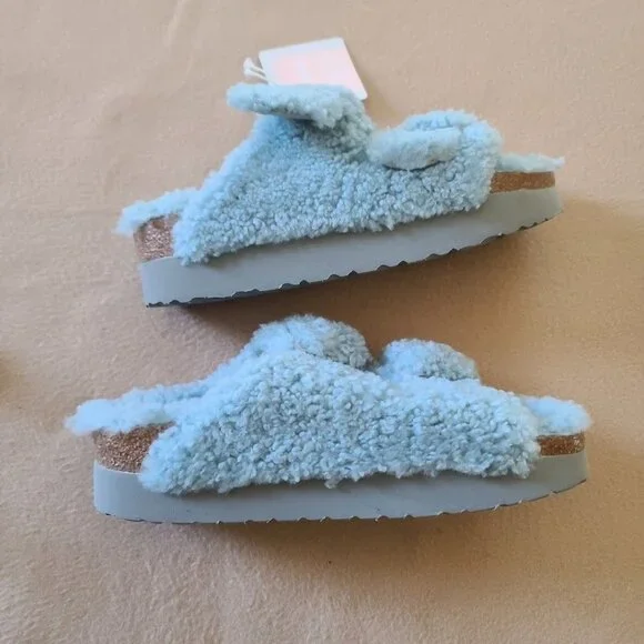 Birkenstock Papillio Arizona Big Buckle Shearling Sandal Blue US 6 EU 37 NWOB - Picture 6 of 8